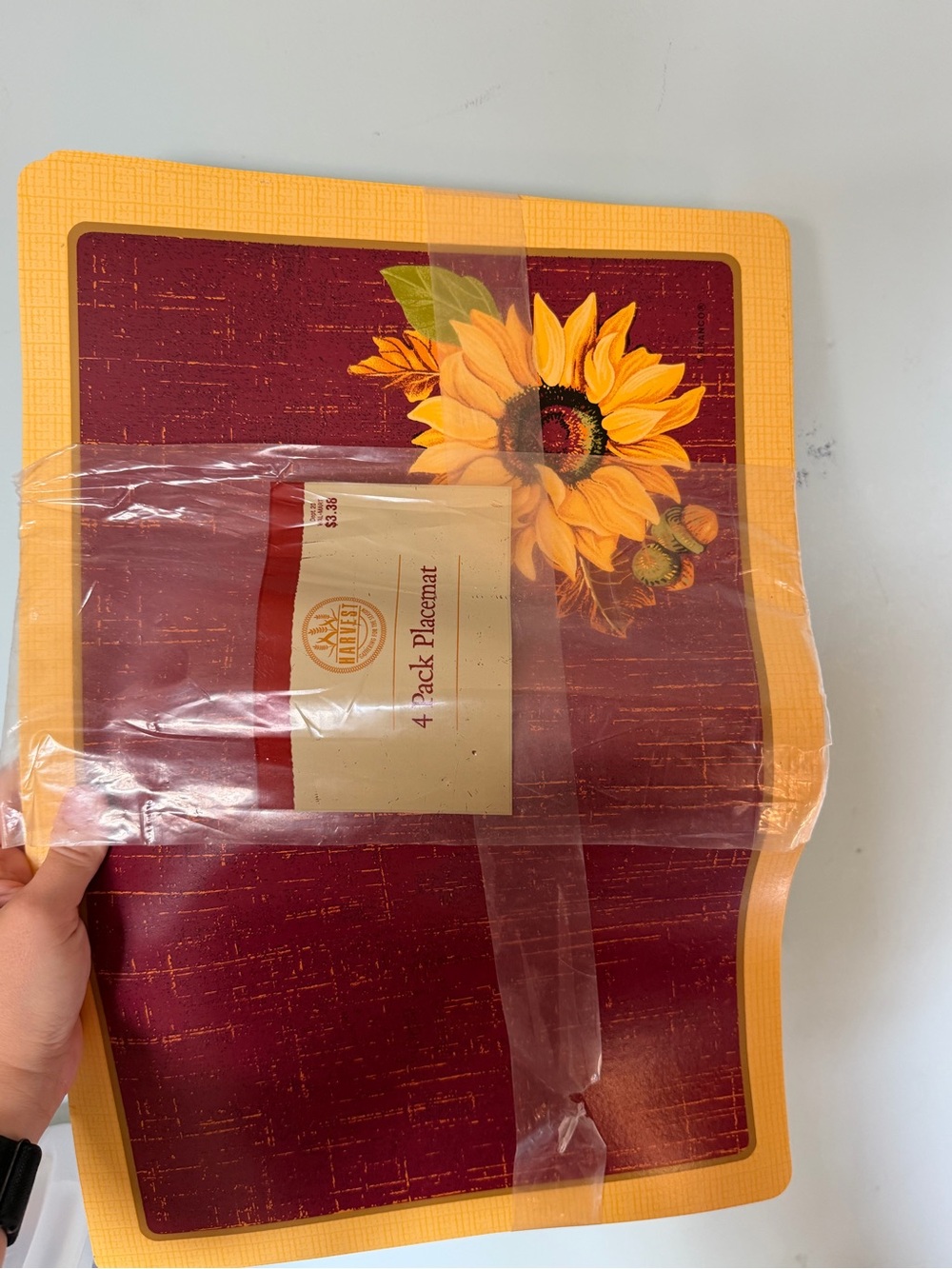 Sunflower Placemat Set - Yellow and Burgundy